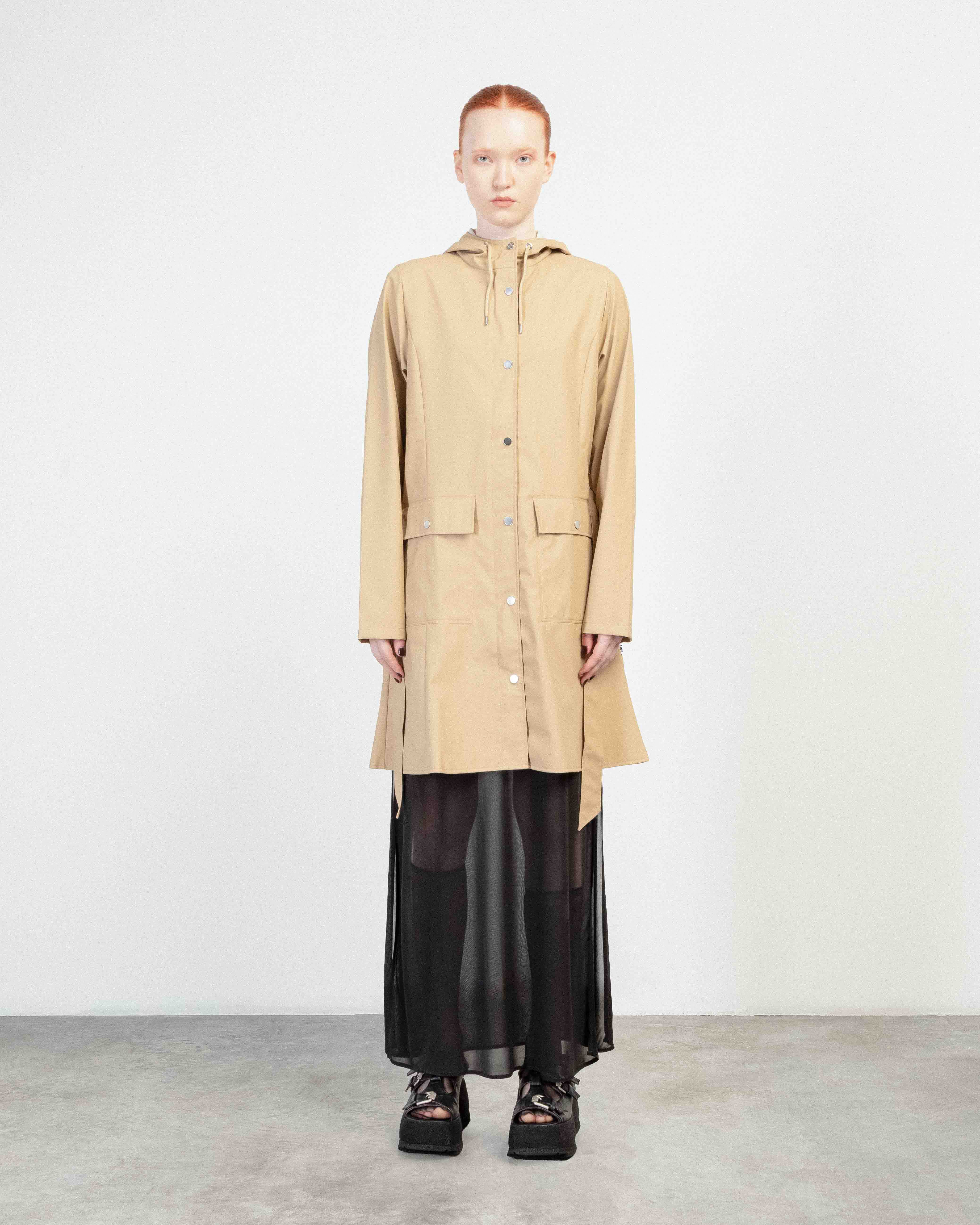 Trench Coat Rains Curve Long Jacket Bege