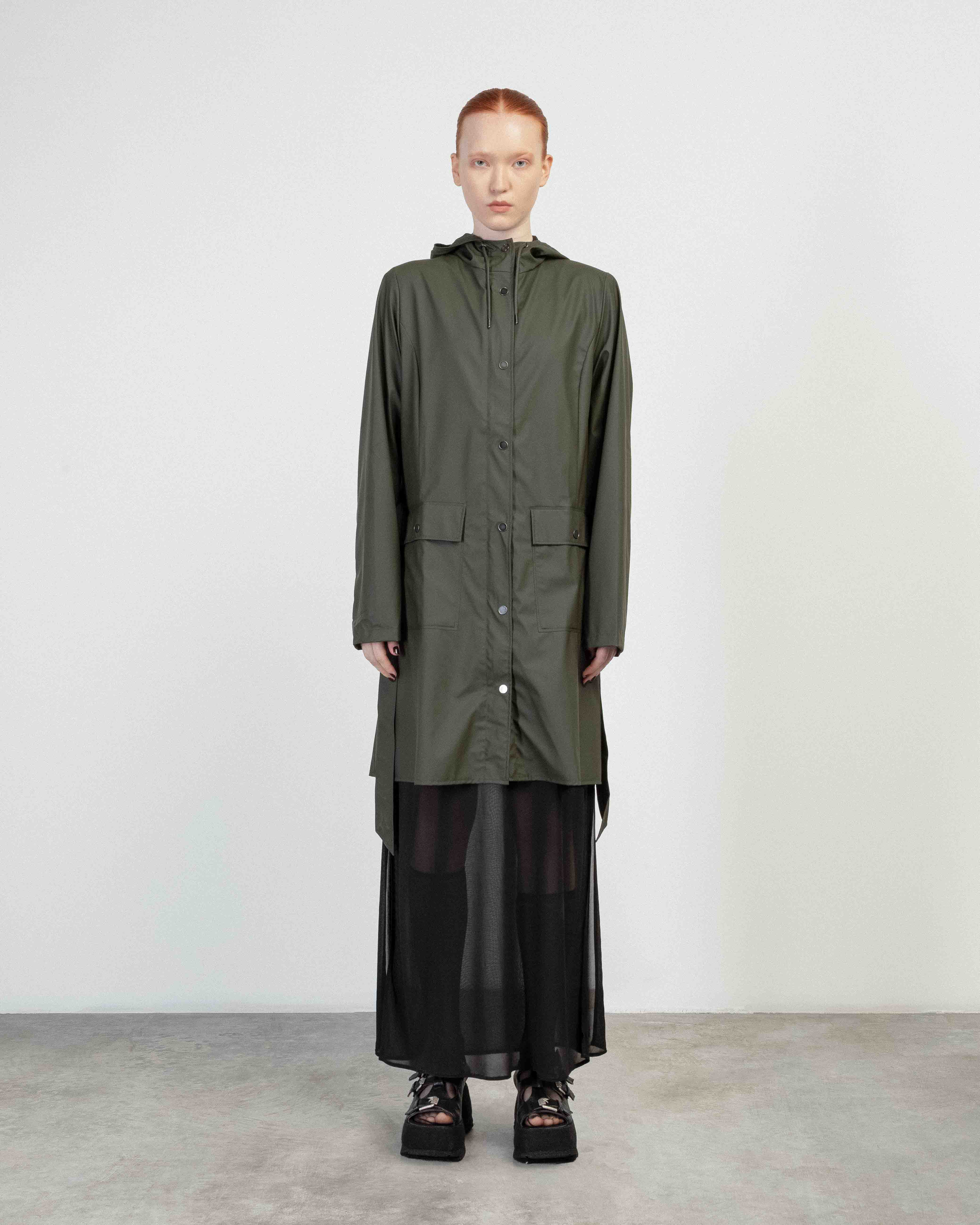Trench Coat Rains Curve Long Jacket Verde