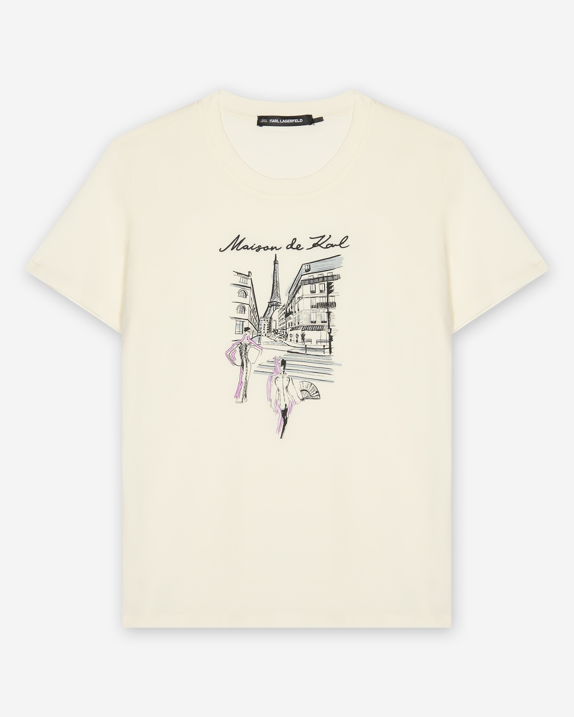 T-shirt Karl Lagerfeld Paris Sketch Street Branco