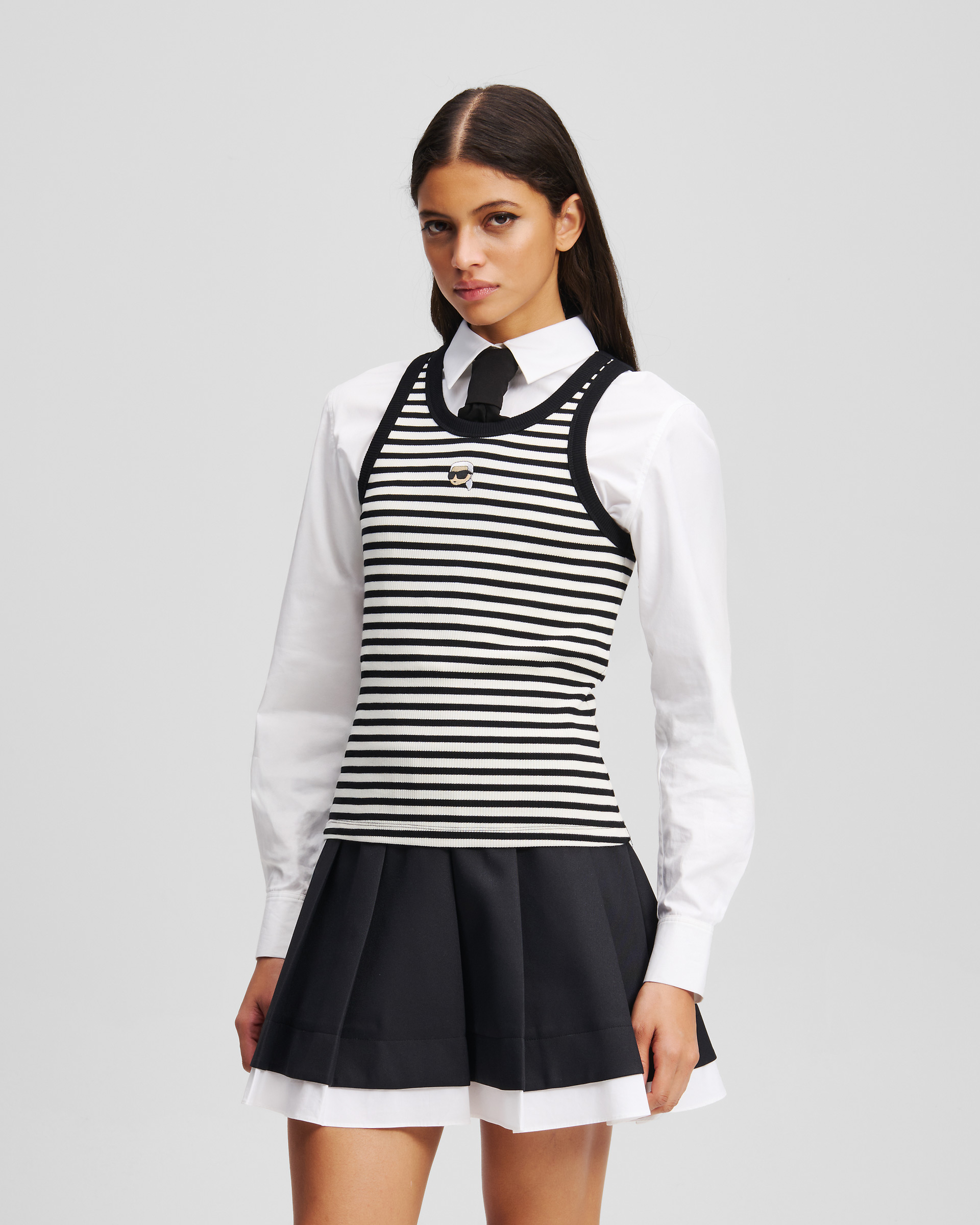 Top Karl Lagerfeld Ikon Ribbed Tank Branco