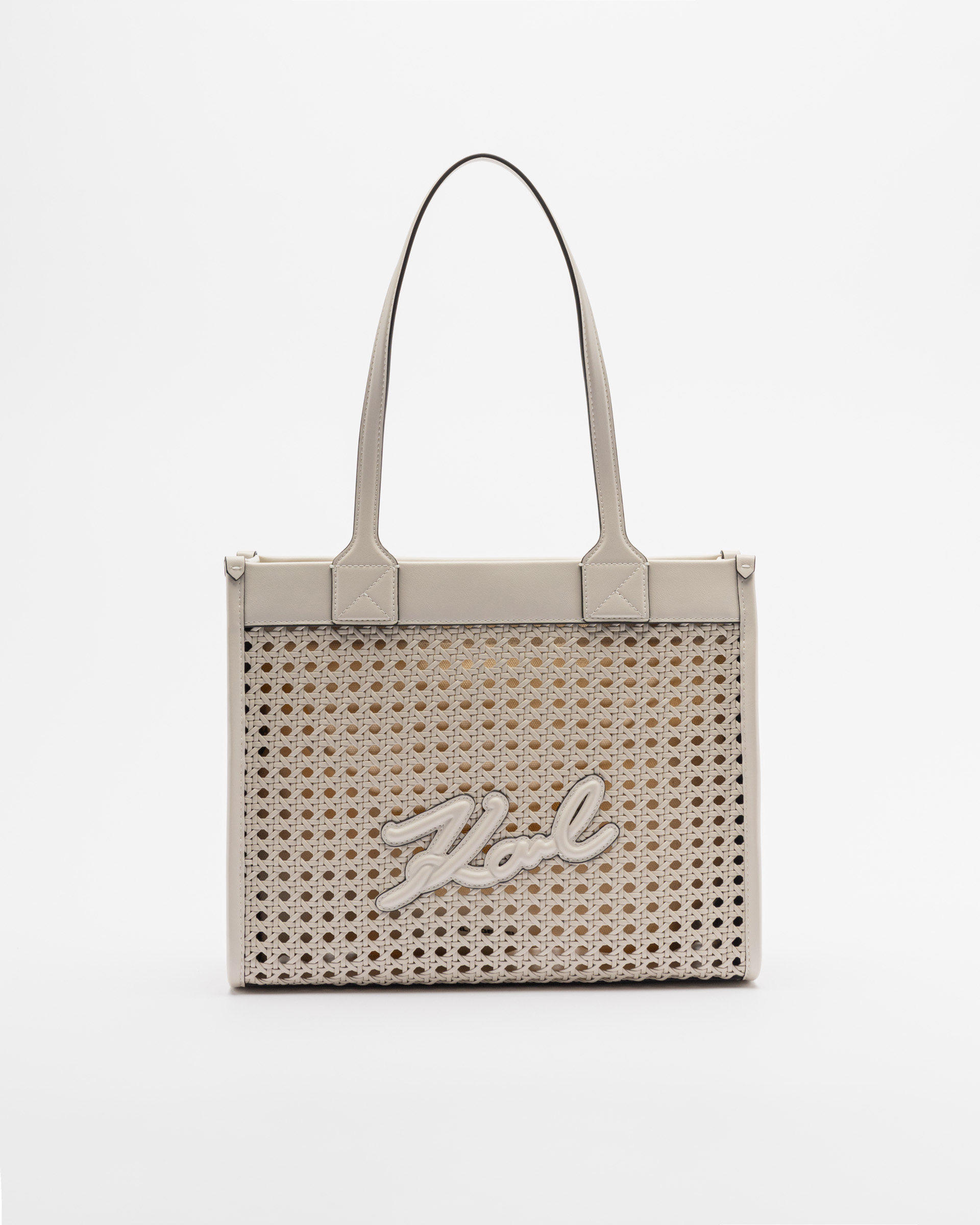 Mala tote bag Karl Lagerfeld K/ Square MD Tote Woven Cinzento