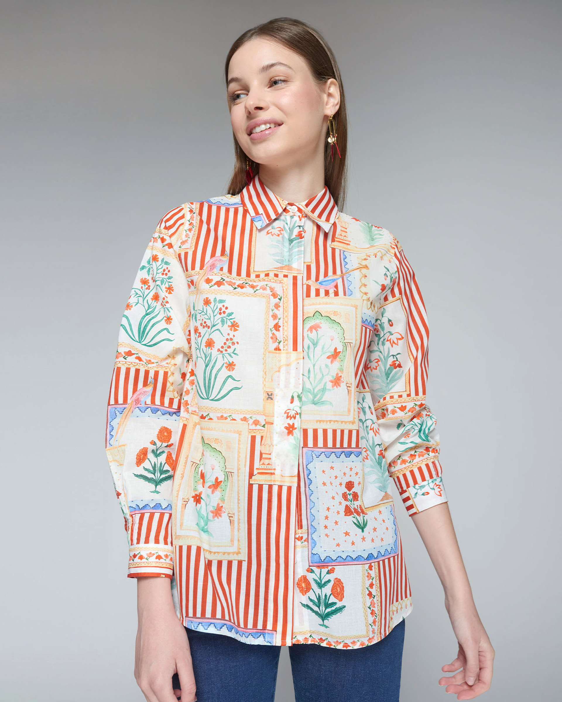 Camisa VilaGallo GINGER PATCHWORK RAYAS PRINT Multicor