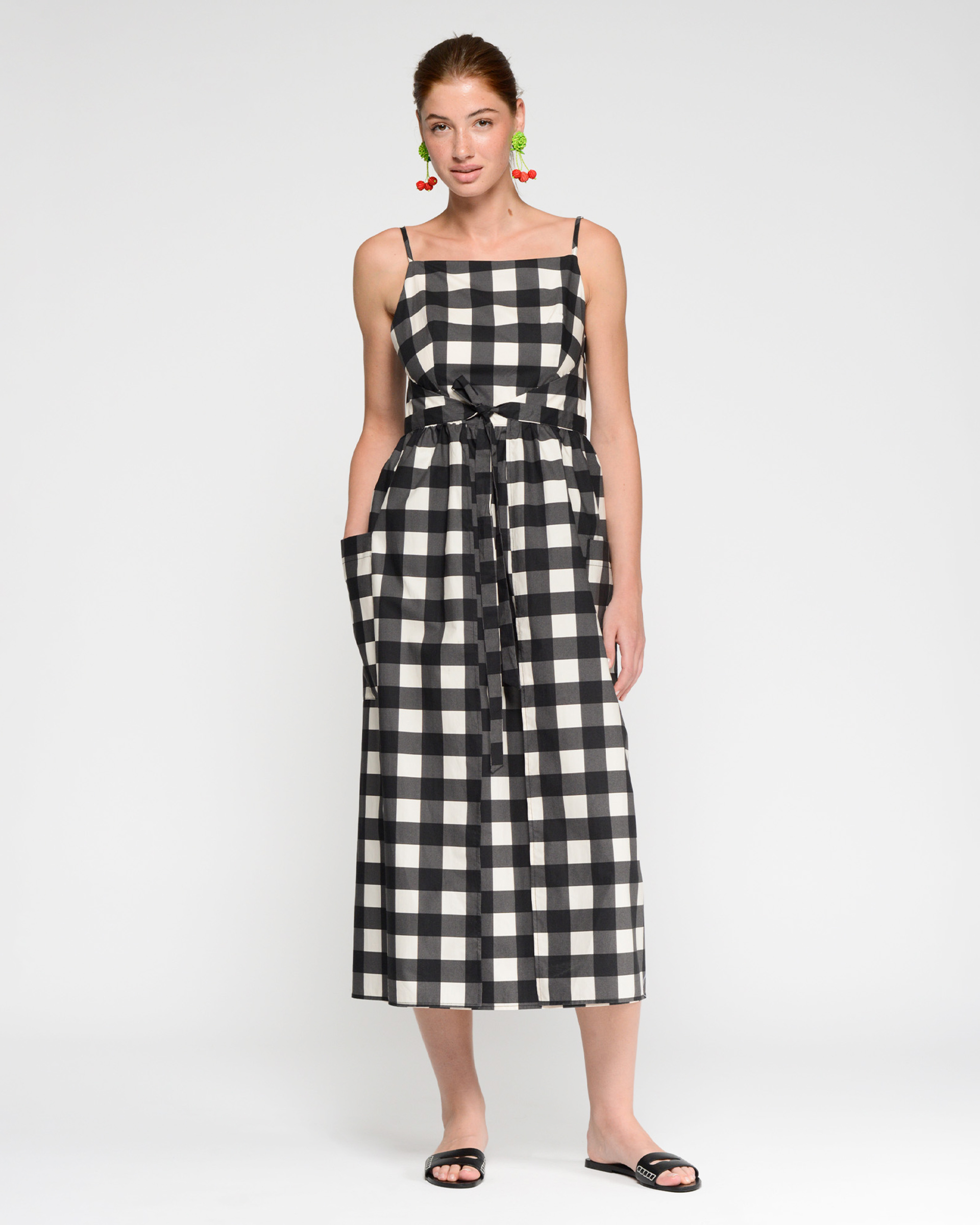 Vestido comprido VilaGallo Gingham Preto