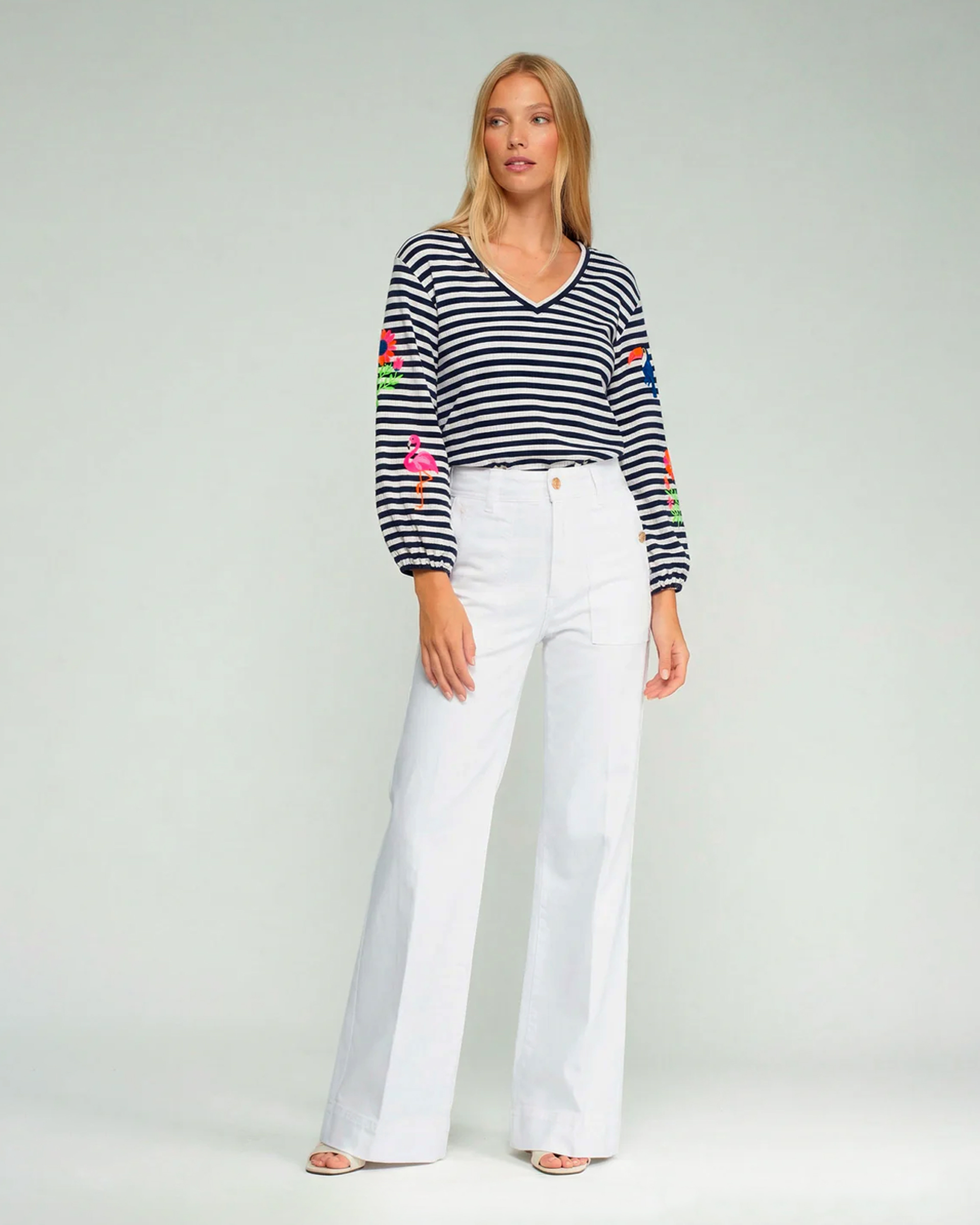 Calças de ganga wide leg VilaGallo 33609 Branco