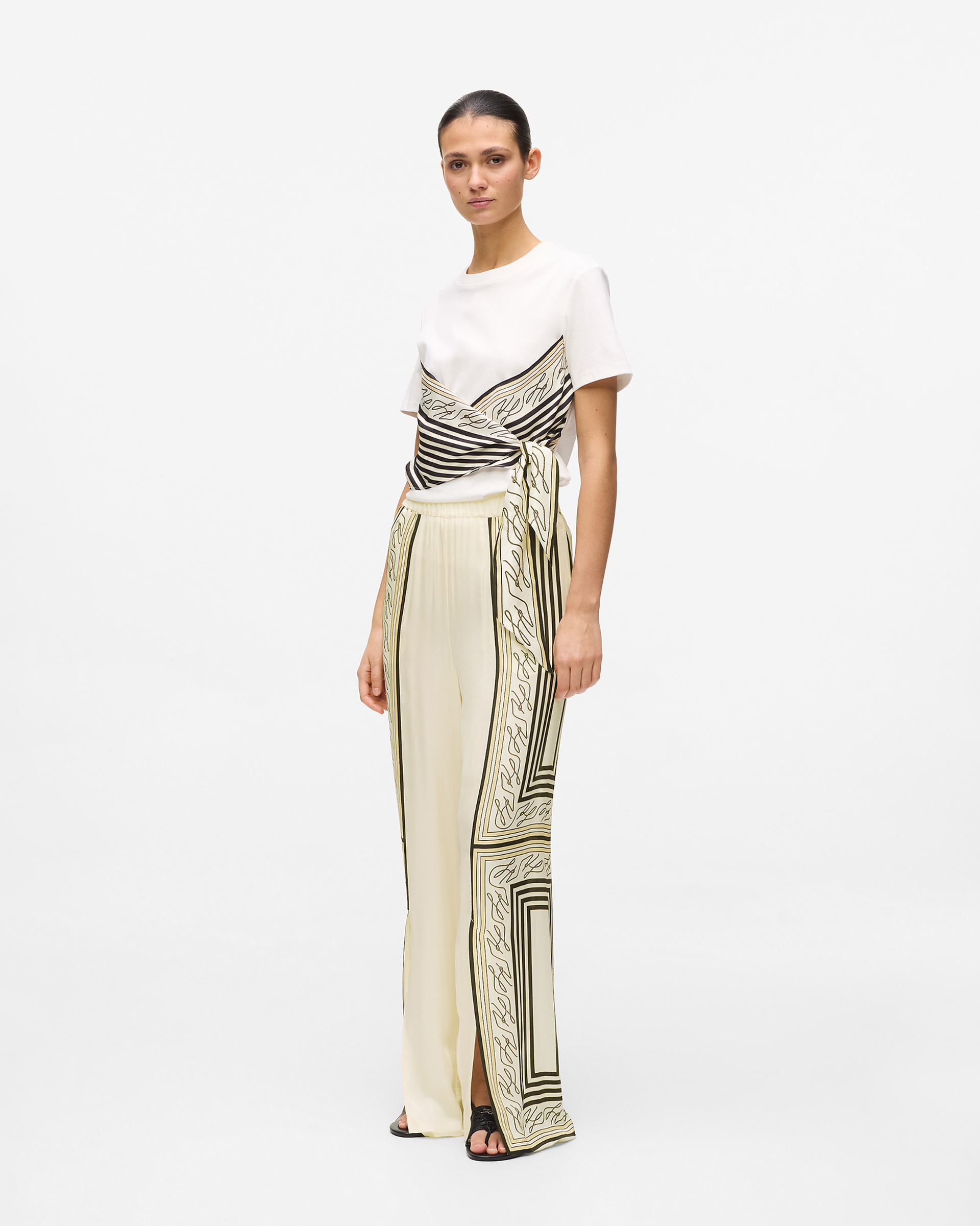 Calças Karl Lagerfeld Scarf Print PJ Pants Bege