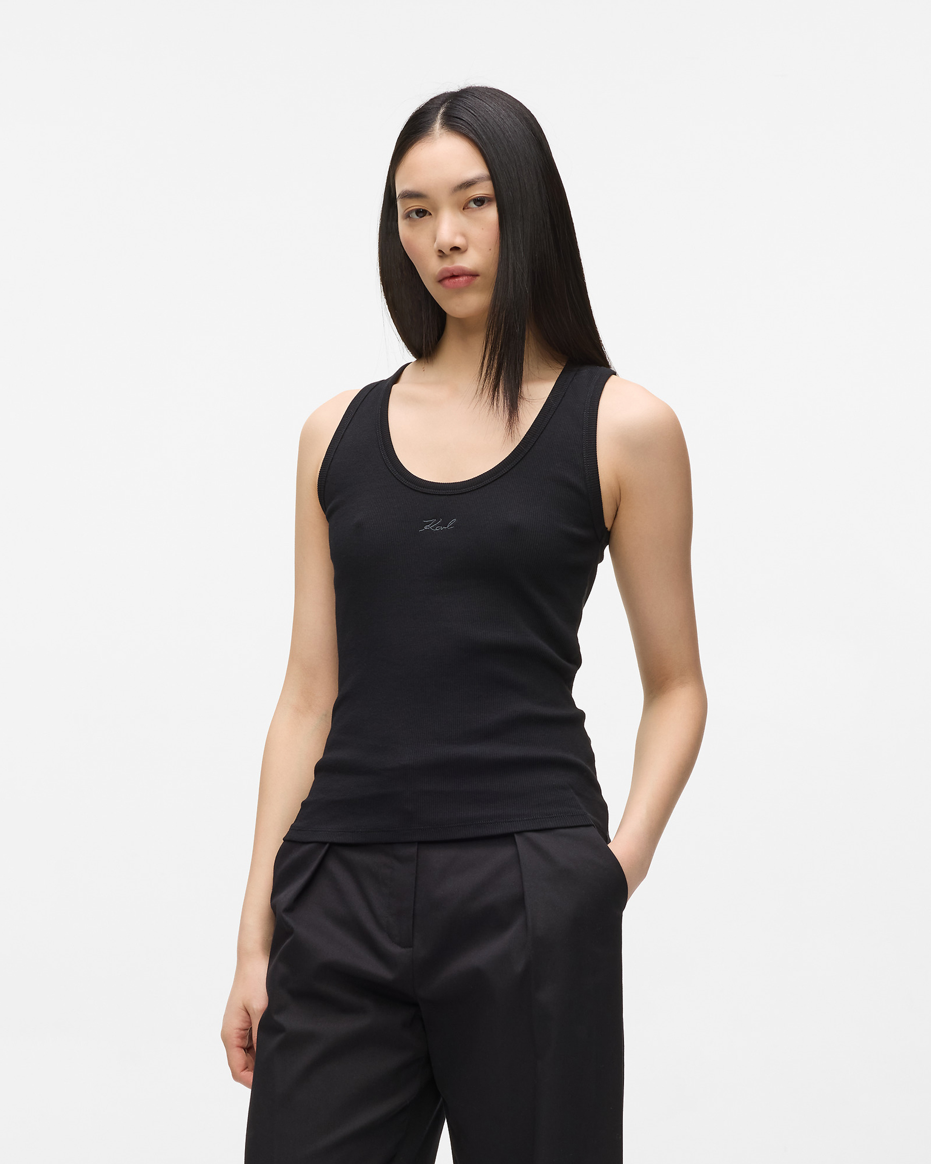 Top Karl Lagerfeld Essential Logo Commercial Tank Preto