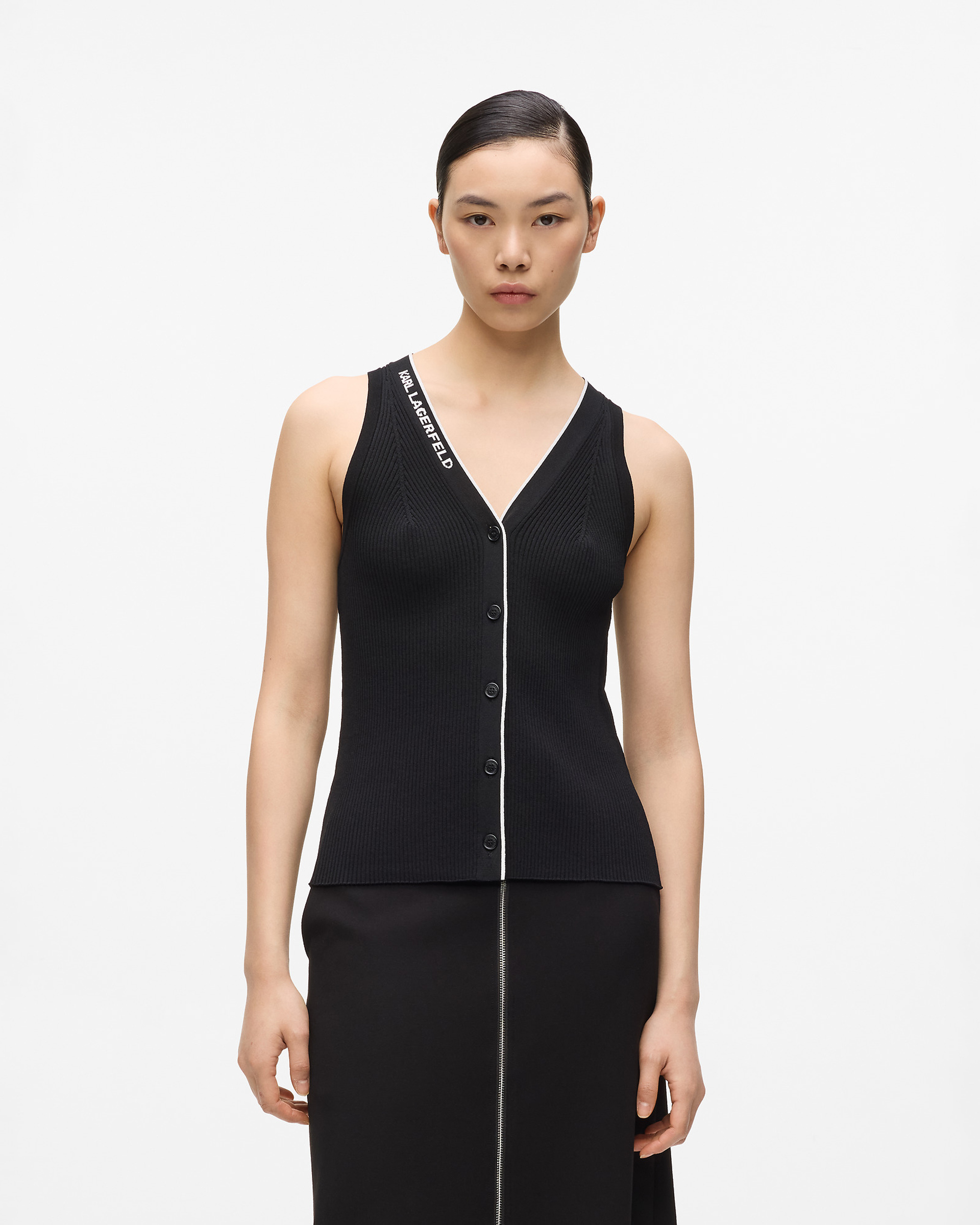 Top Karl Lagerfeld Logo Knit Day Top Preto