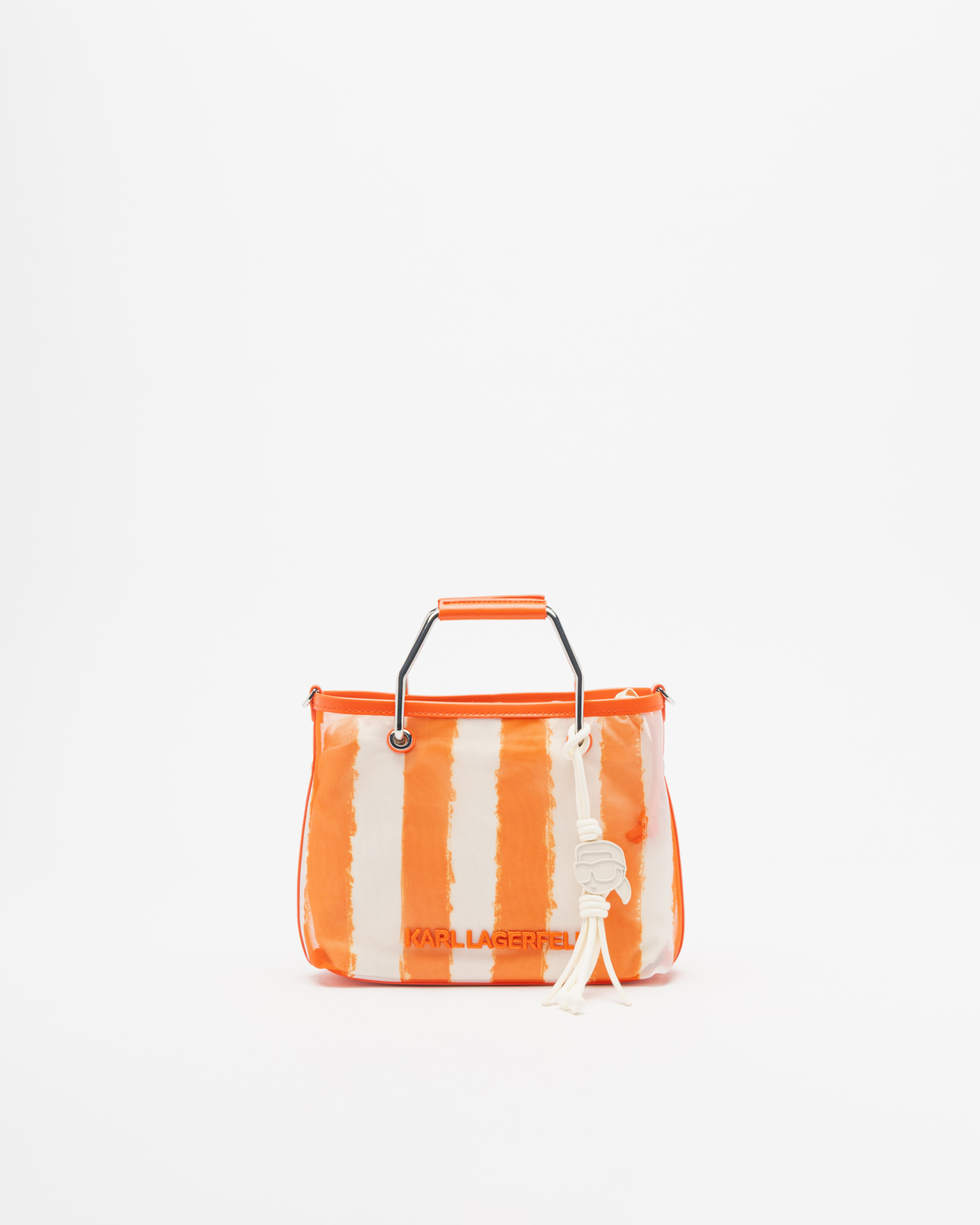 Mala de mão Karl Lagerfeld Ikon Mesh SM Tote Laranja
