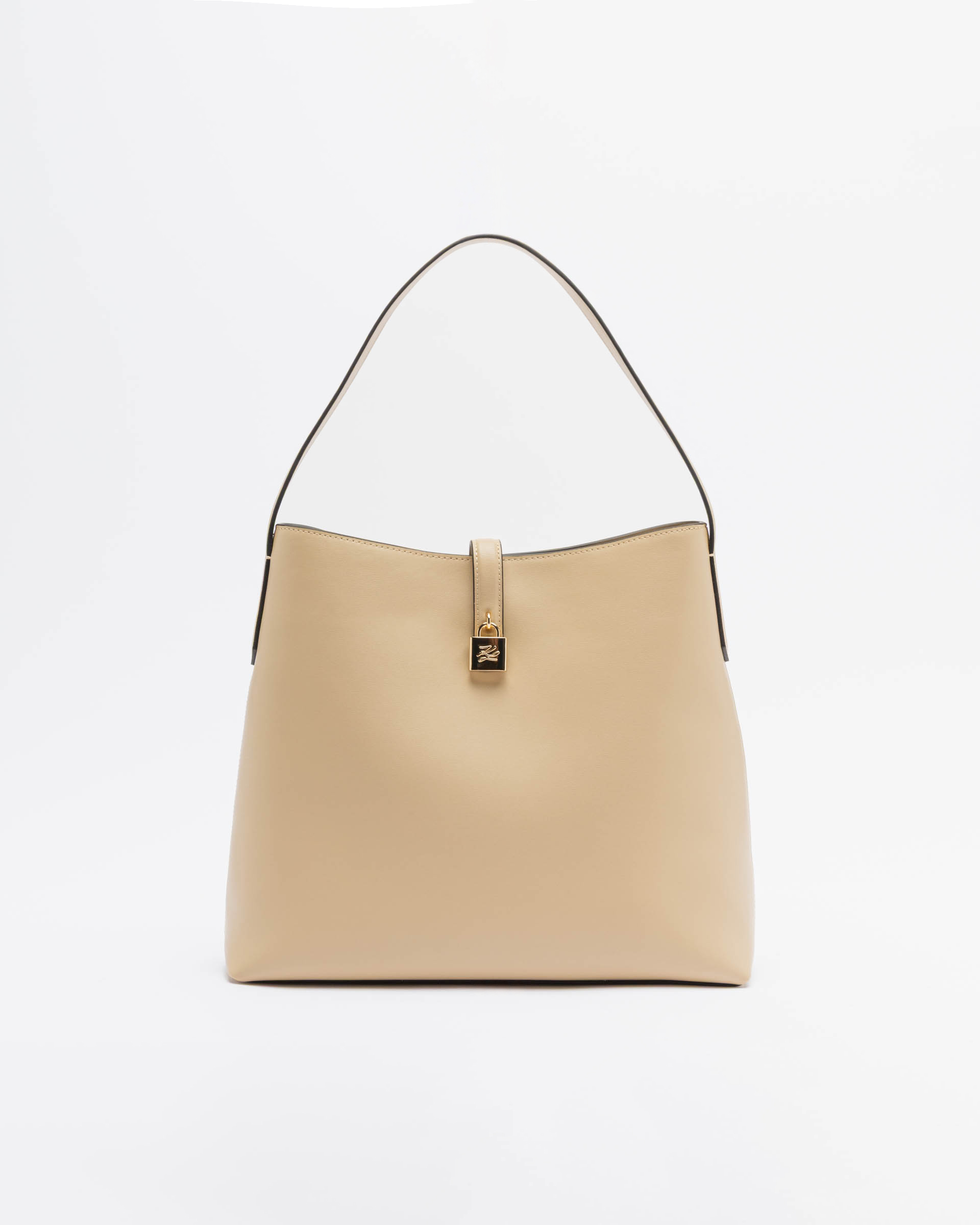 Mala de ombro Karl Lagerfeld K/Autograph Padlock Hobo Bege