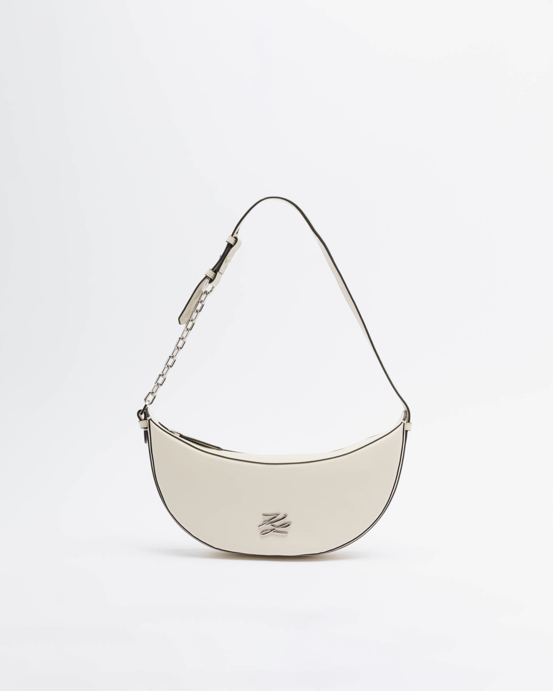 Mala baguette Karl Lagerfeld K/Autograph SM Halfmoon SHB Branco