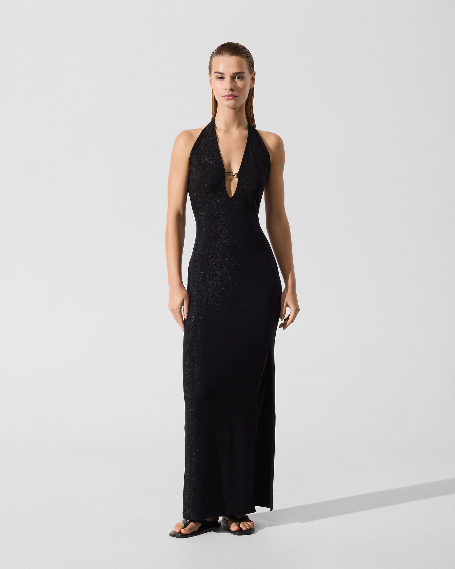 Vestido Karl Lagerfeld Signatura Lurex Beach Dress Preto