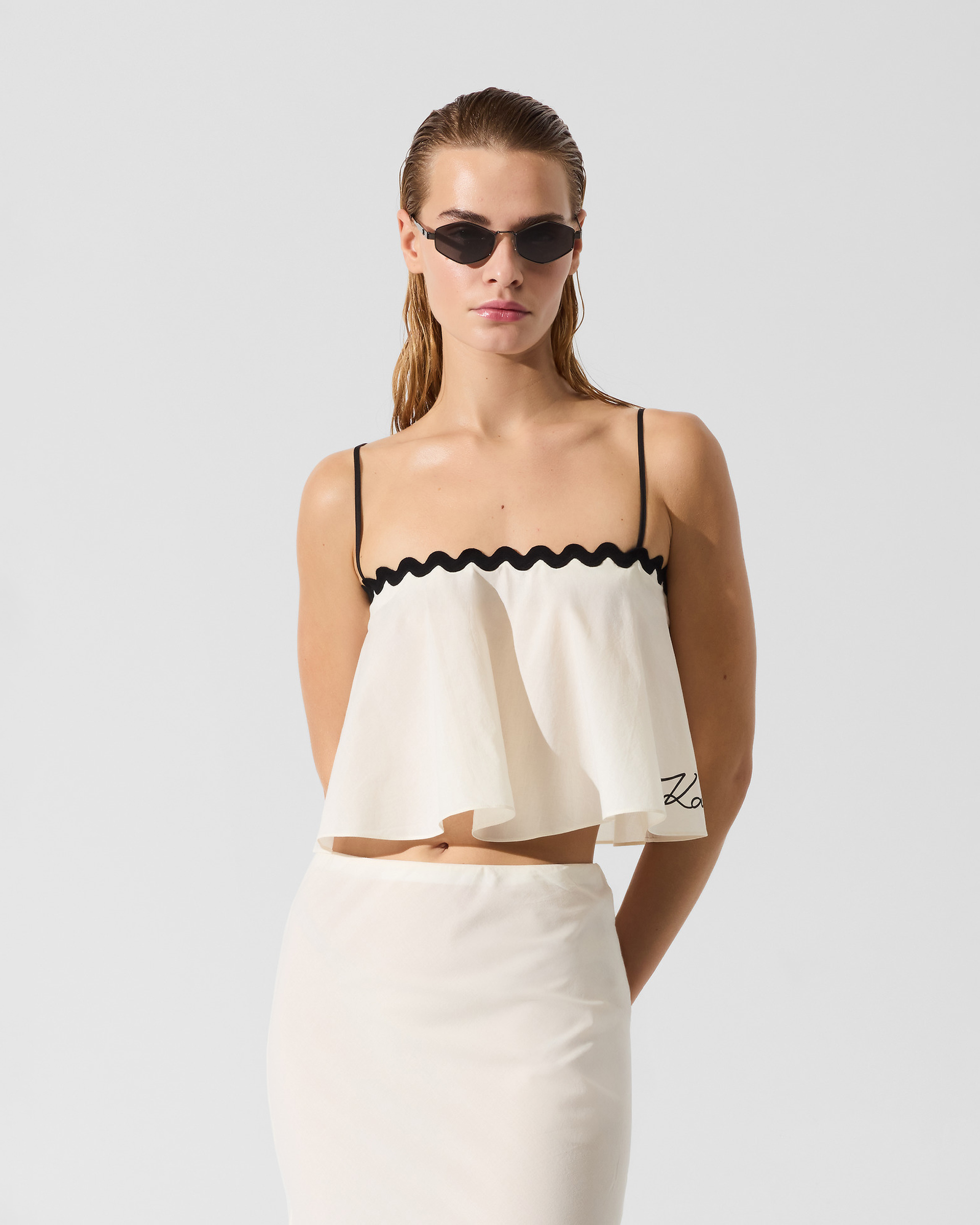 Top Karl Lagerfeld Signature Scallop Beach Top Branco