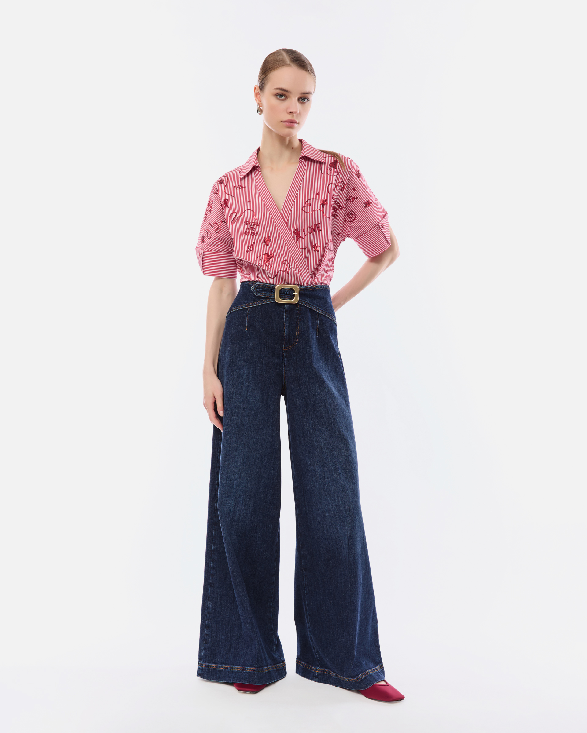Calças de ganga wide leg Nenette SERRA Azul