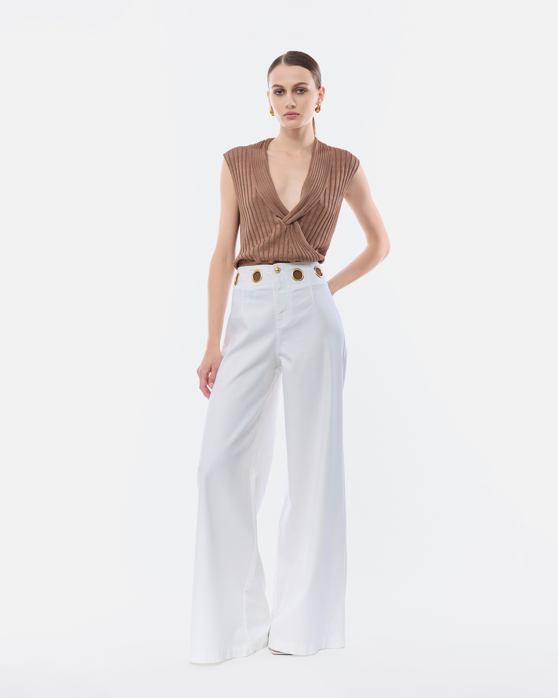 Calças wide leg Nenette STAFFER Branco