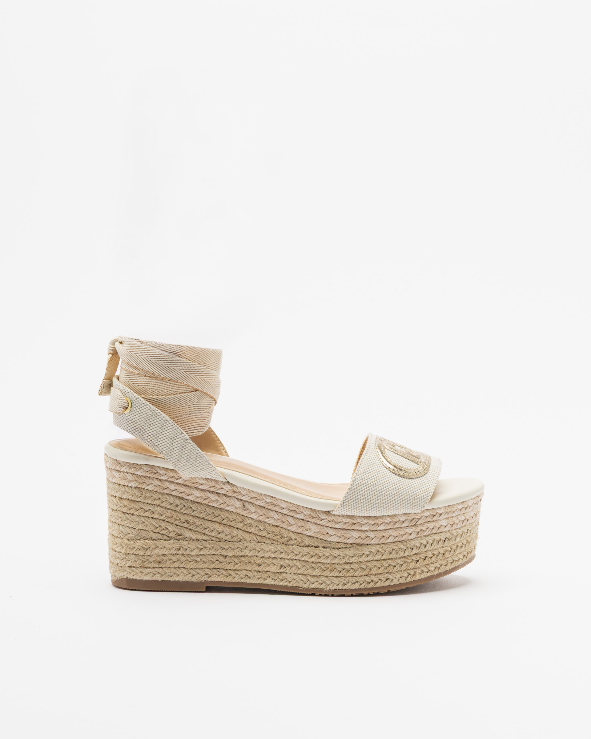 Sandálias de cunha Liu Jo Monogram Denim Branco