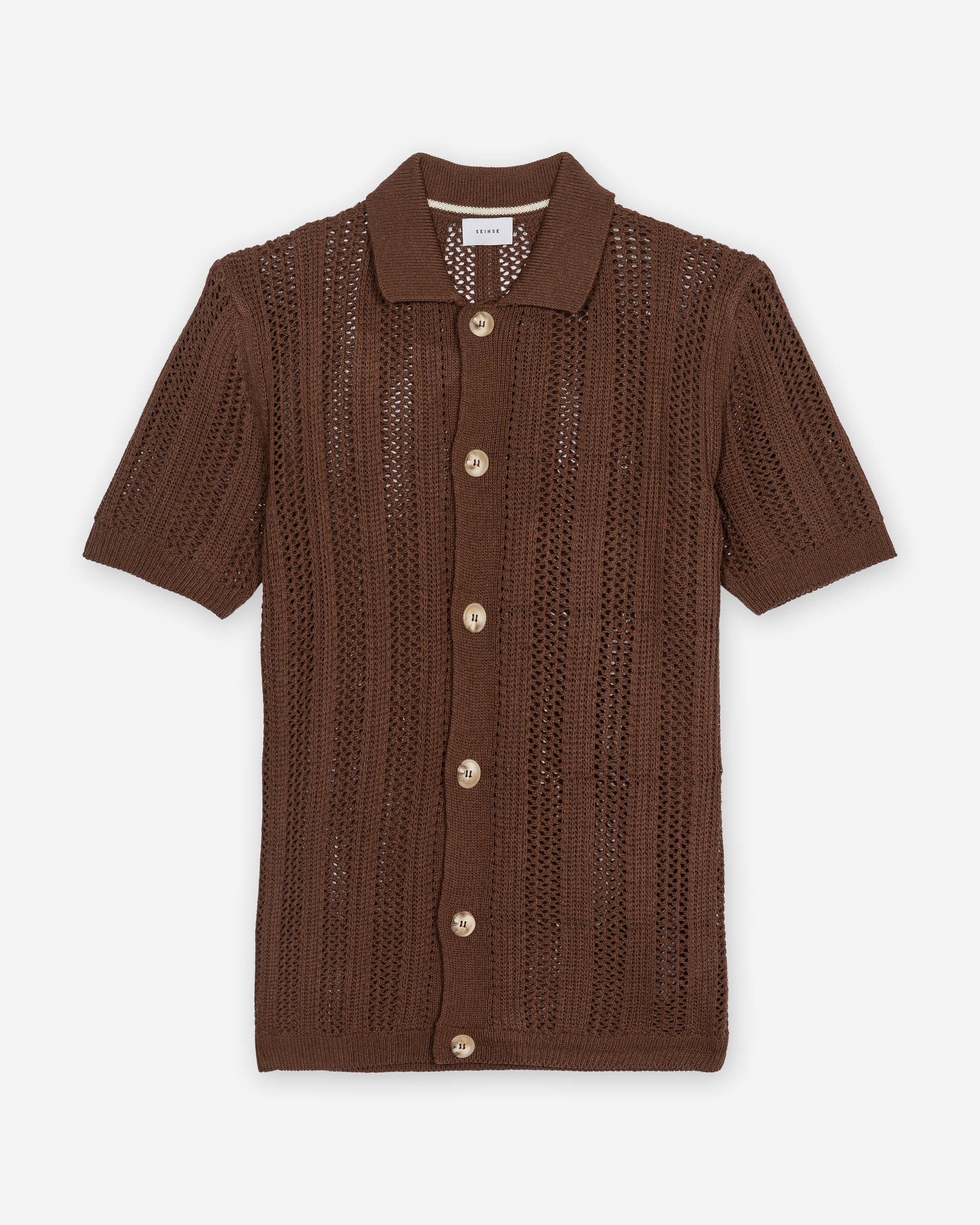Camisa de malha de manga curta Seinse ME3253SS Castanho