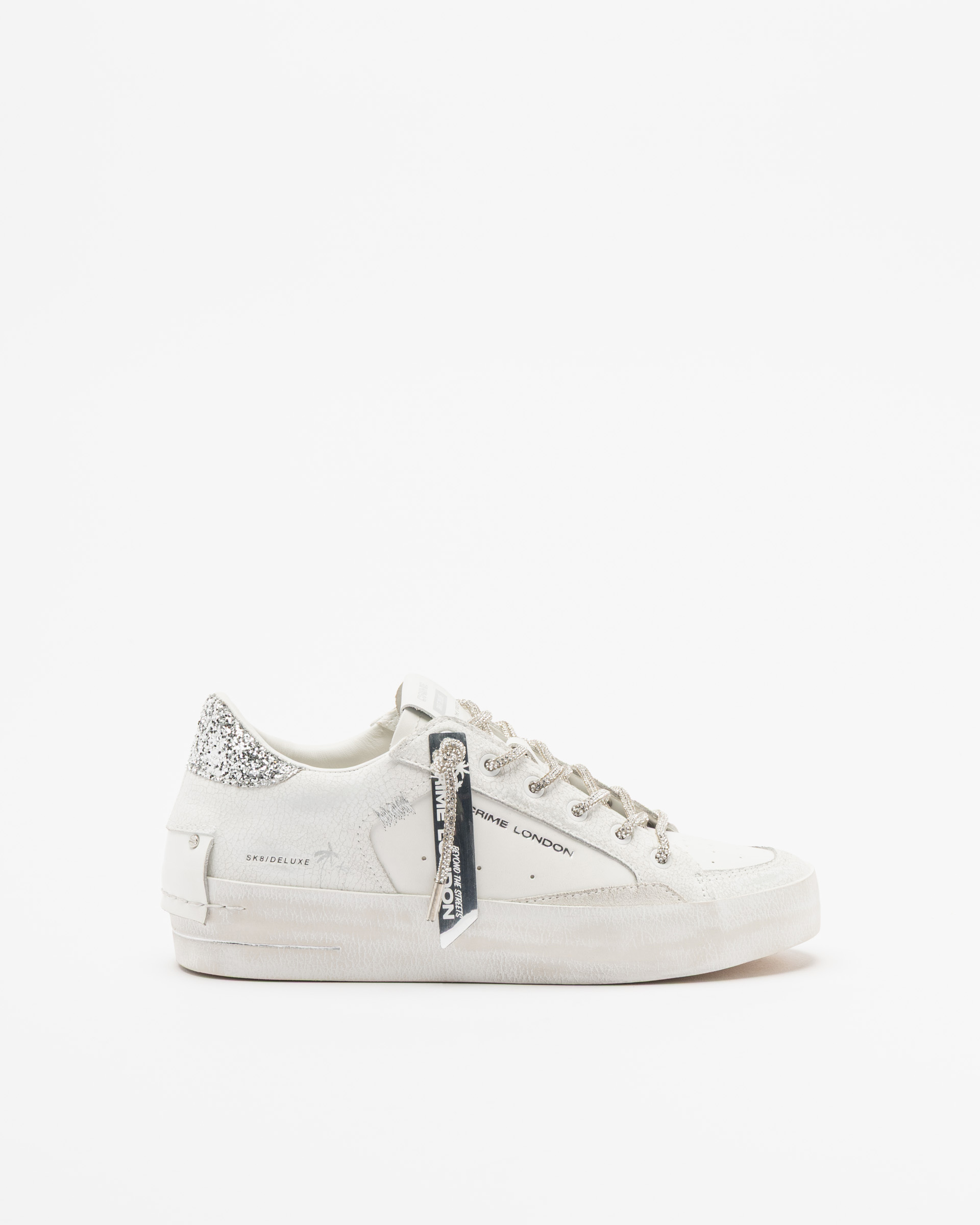 Sapatilhas brancas Crime London SK8 Deluxe Heel Branco