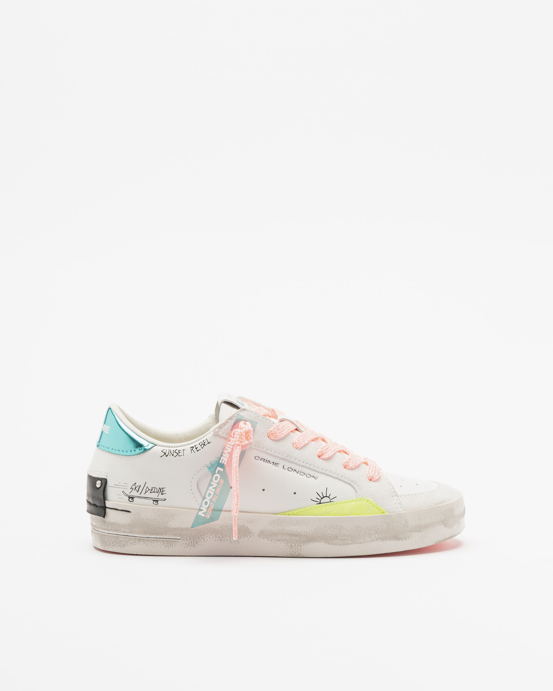 Sapatilhas Crime London SK8 Deluxe Branco