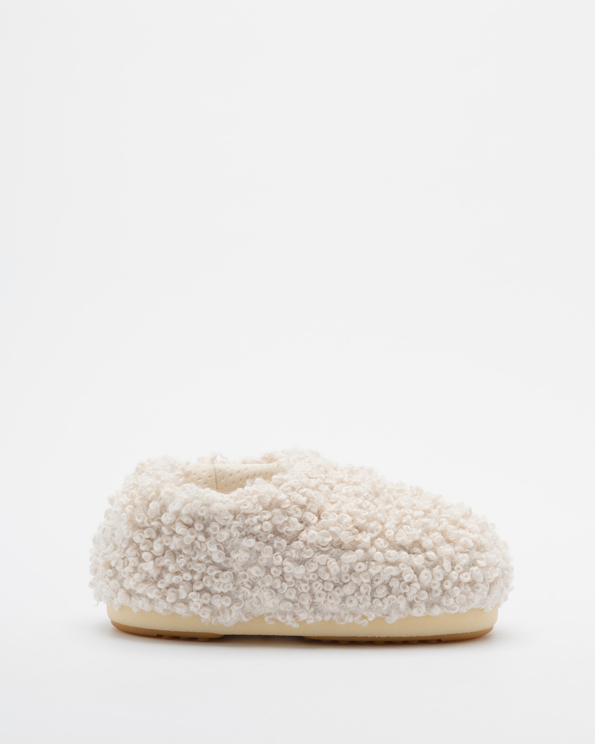 Chinelos Moon Boot Faux Curly Band Bege