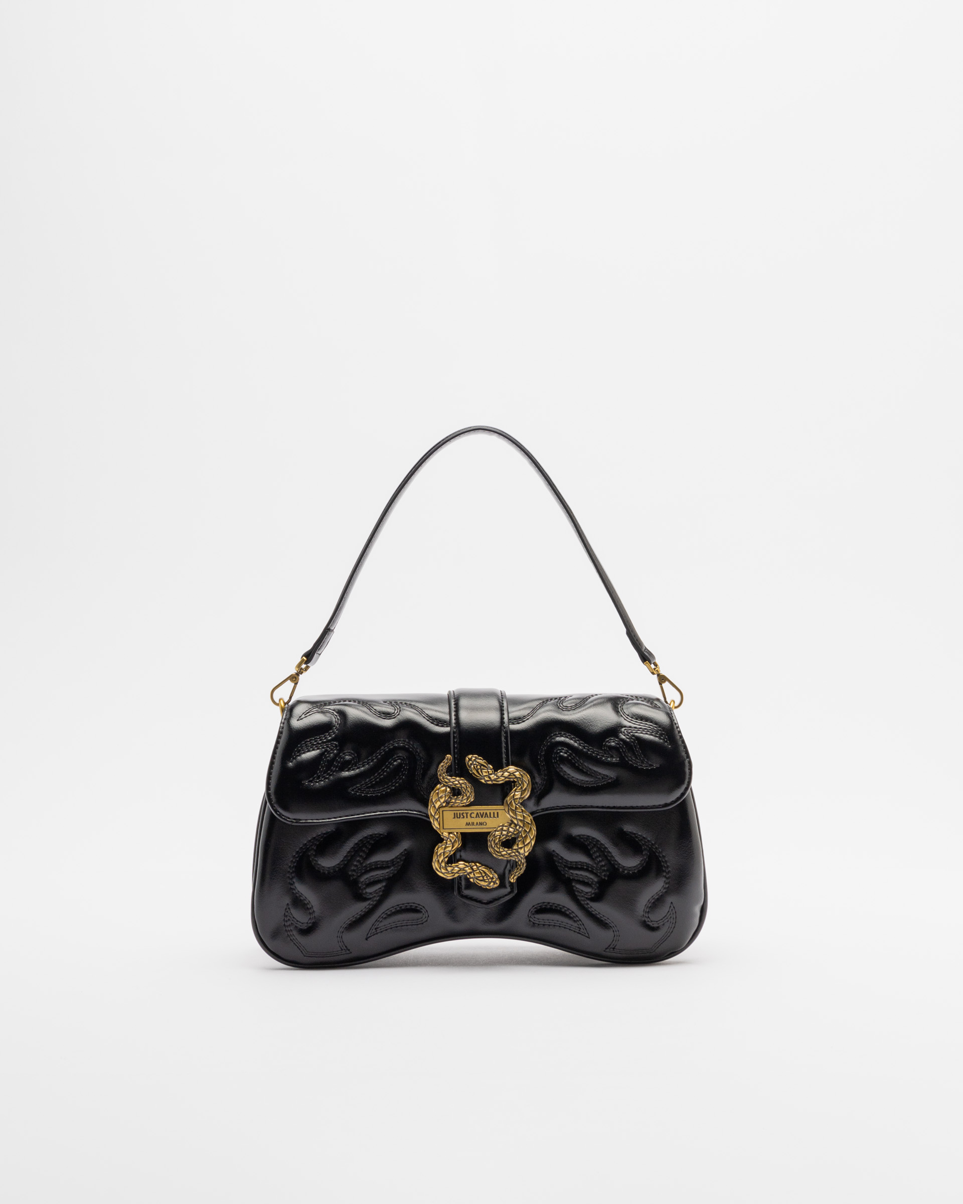 Mala de ombro Just Cavalli Iconic Snakes Preto