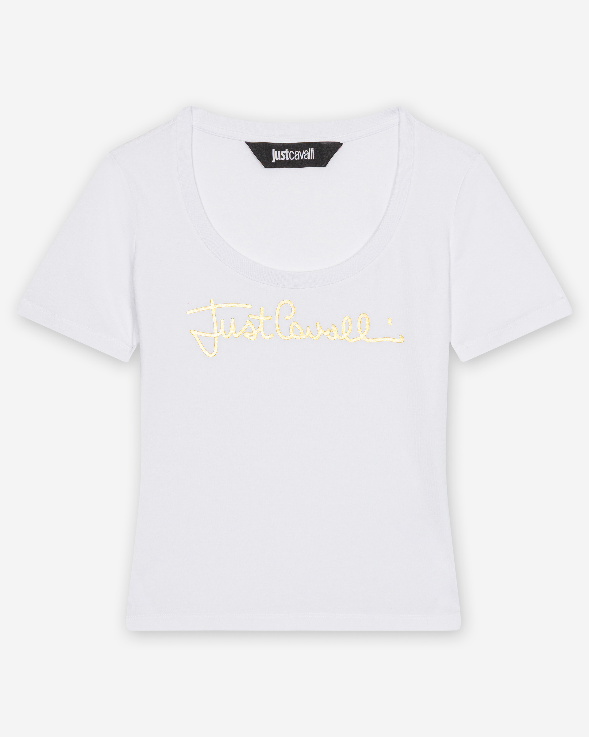 T-shirt Just Cavalli Logo Sign Gold Branco