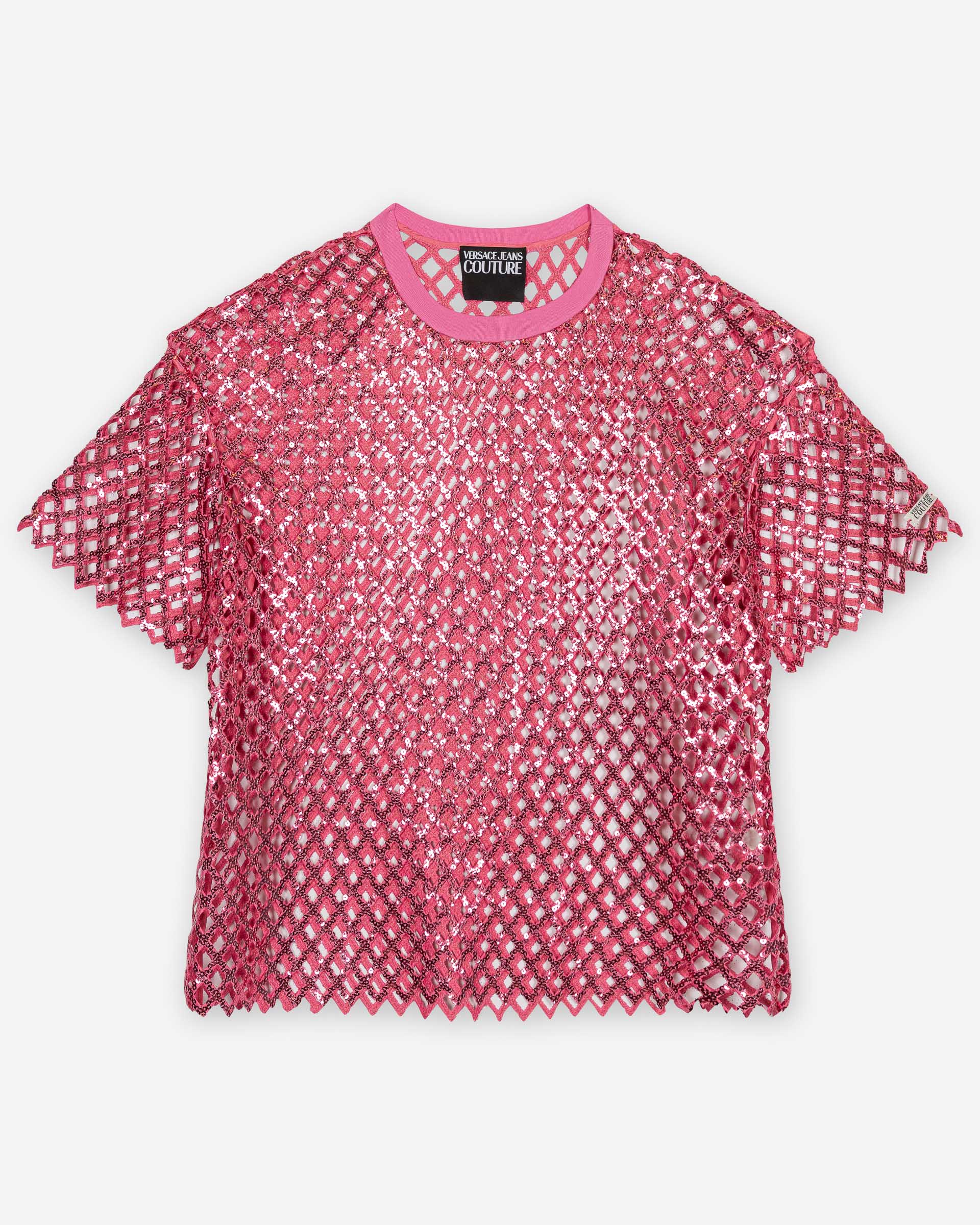 T-shirt Versace Jeans Couture Paillettes Mesh Rosa