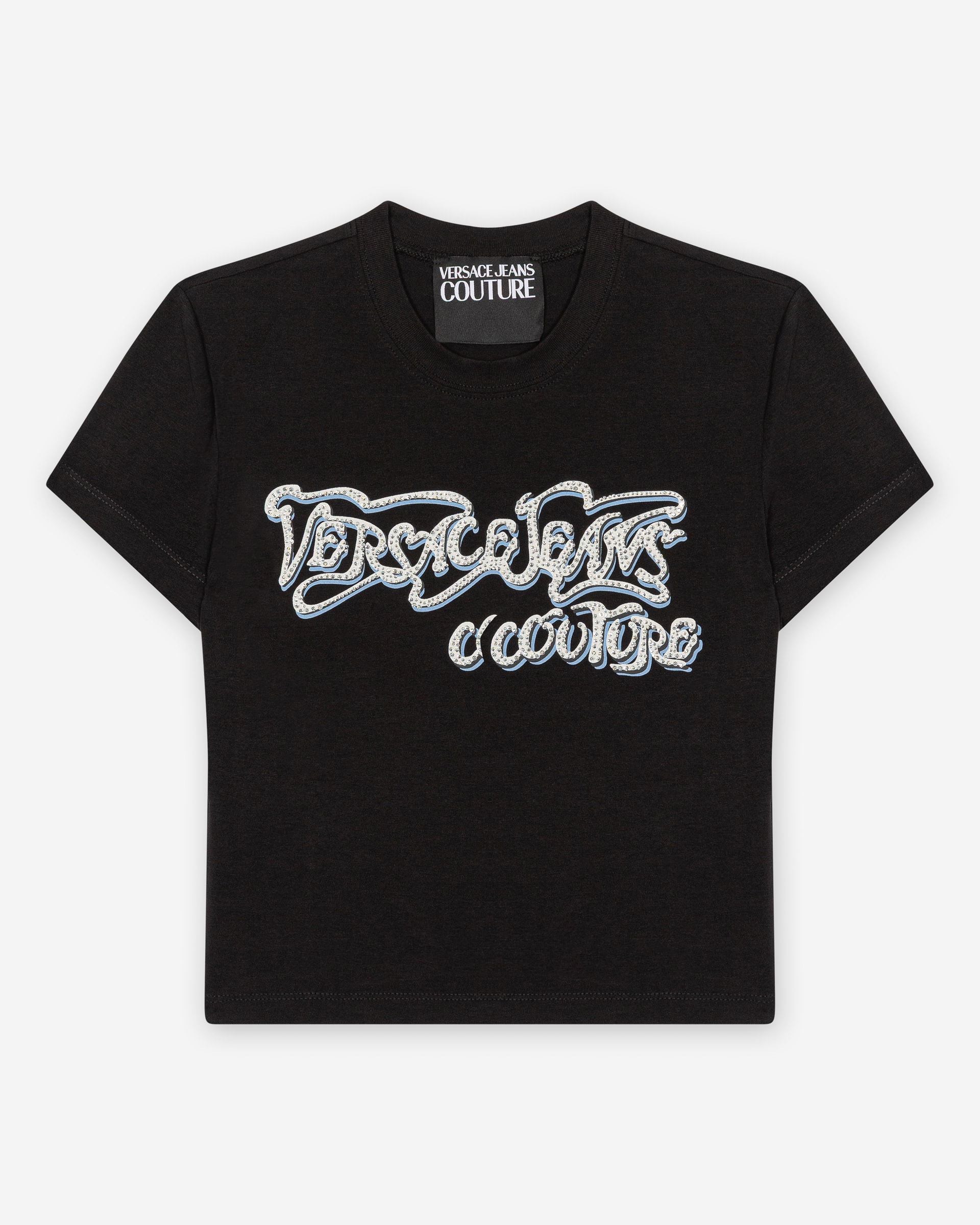 T-shirt Cropped Versace Jeans Couture 80HAHE03 Preto