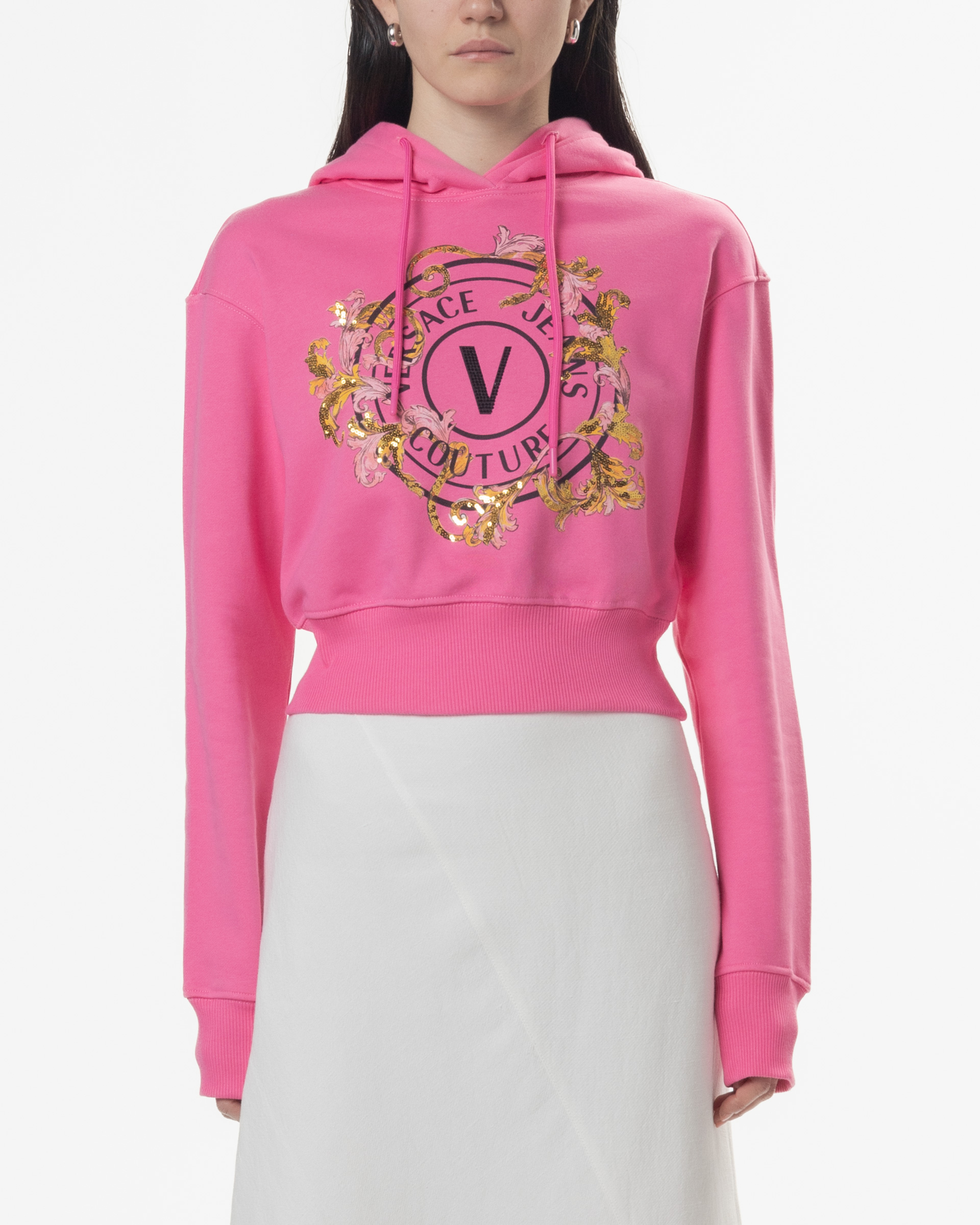 Hoodie Cropped Versace Jeans Couture 78HAIC01 Rosa