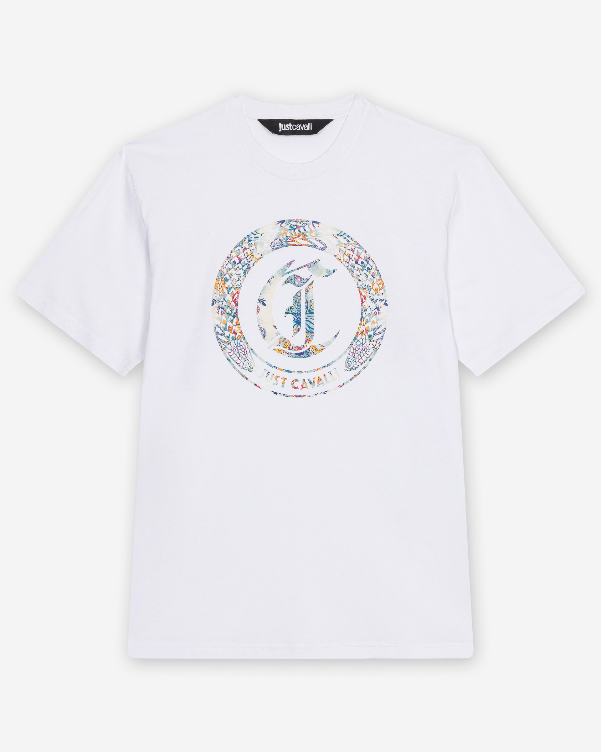 T-shirt Just Cavalli R Snake Round Print Branco