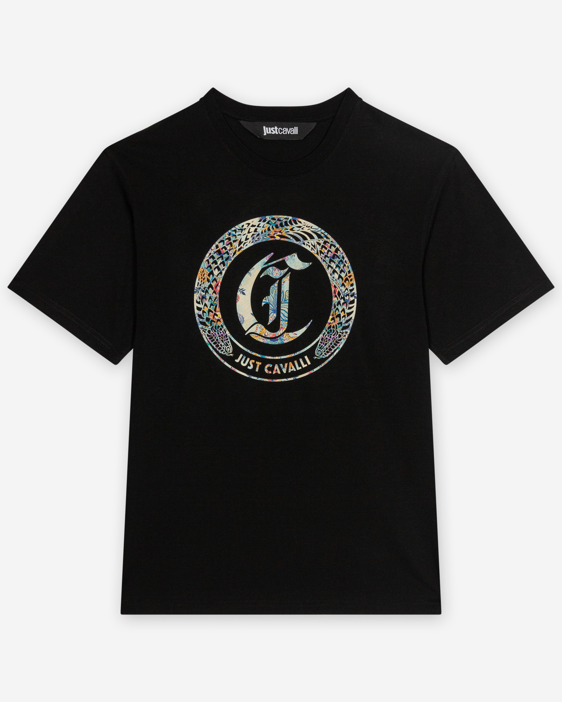 T-shirt Just Cavalli R Snake Round Print Preto