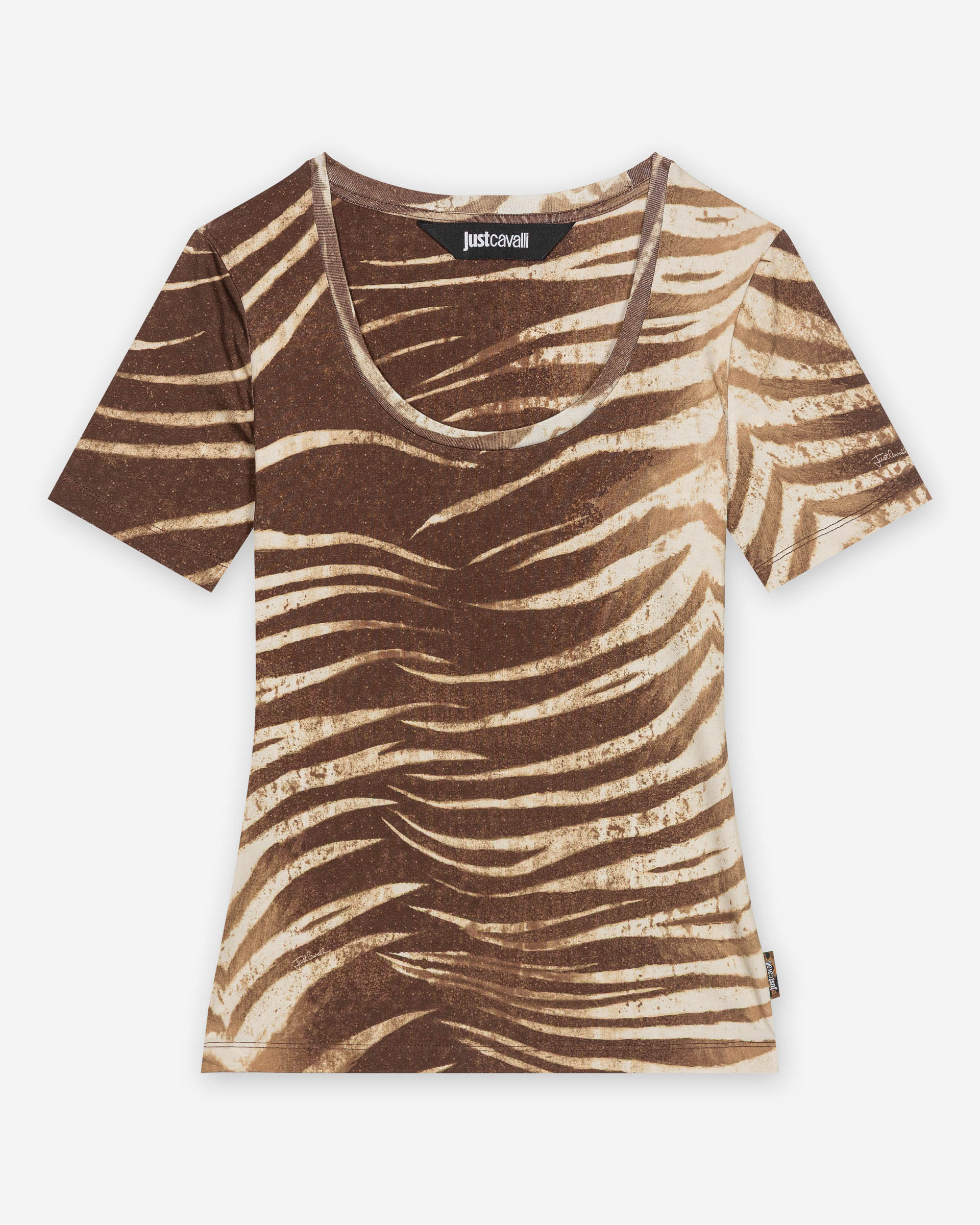 T-shirt Just Cavalli Allover Print Castanho