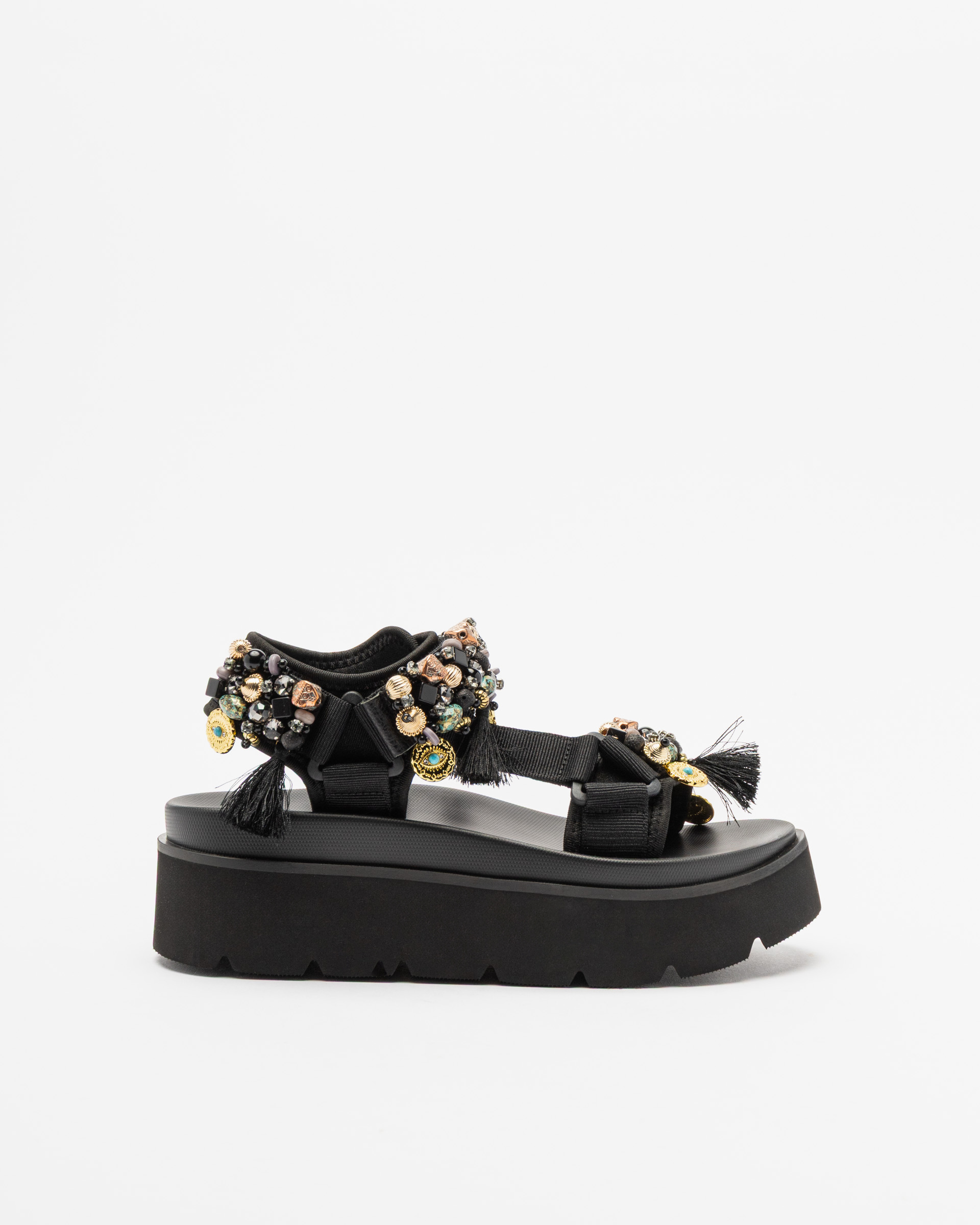 Sandálias de plataforma Nan-Ku Couture EKS-05H Preto
