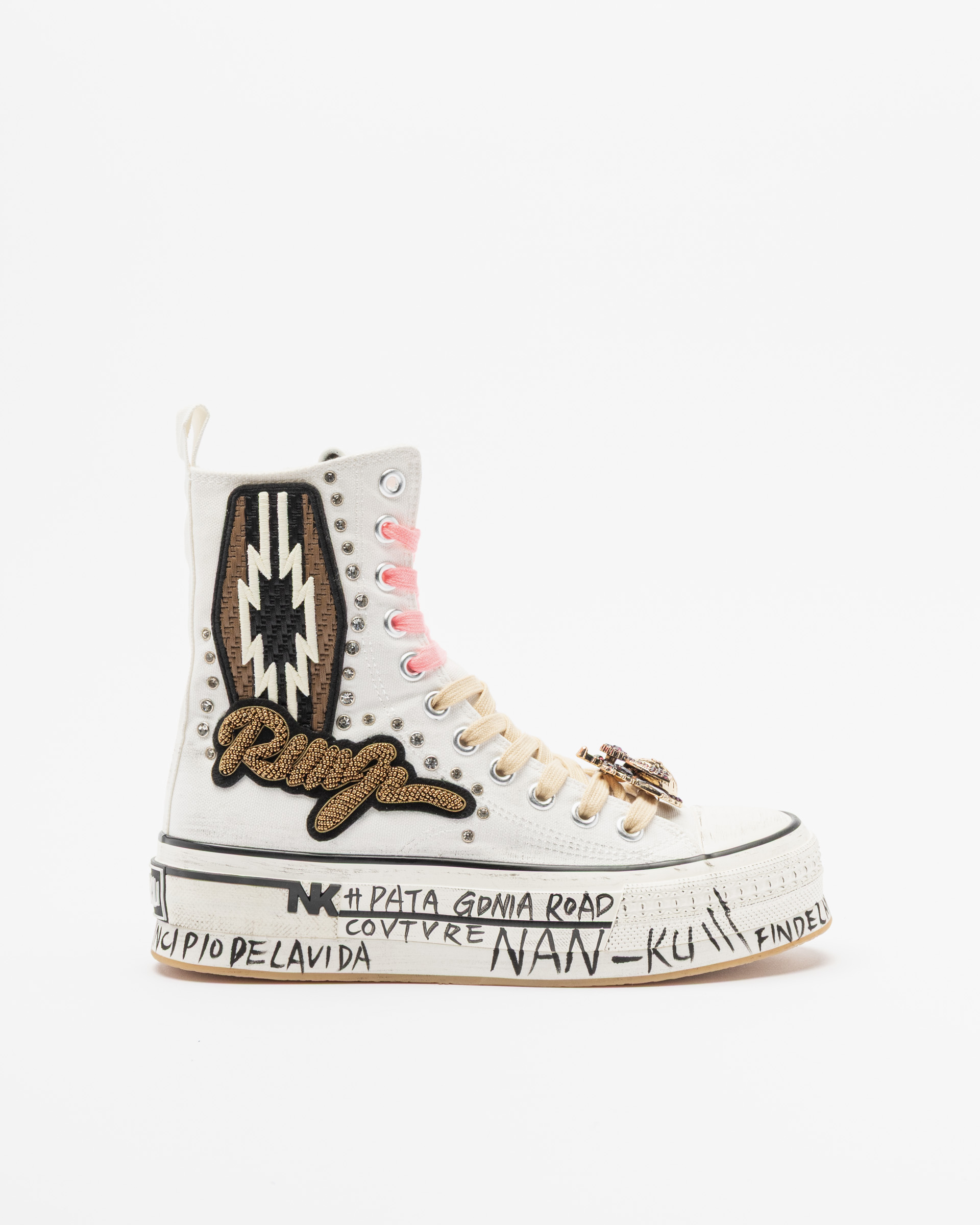 Sapatilhas cano alto Nan-Ku Couture ESA-11 Branco
