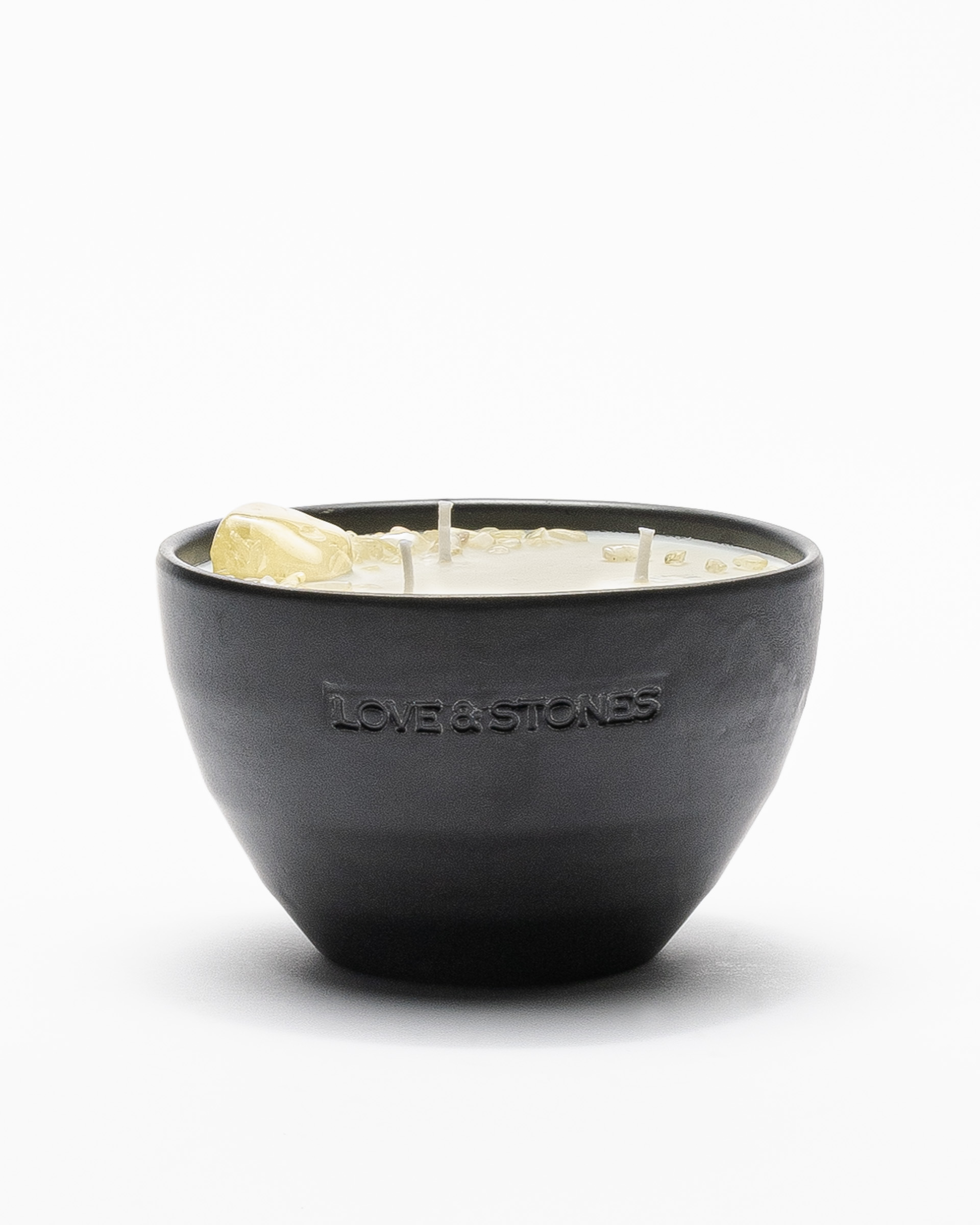 Vela Love & Stones ABUNDANCE Medium Crystal Candle Preto