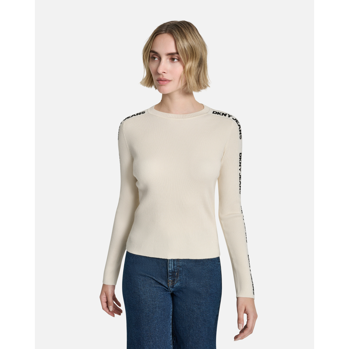 DKNY Jeans DJ6R0104 Beige Knitted sweatshirt - 302-6R0104-05 - PROF